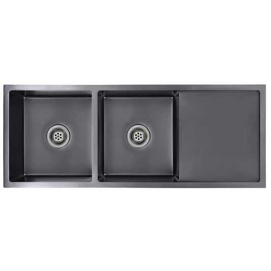 vidaXL Handmade Kitchen Sink Black Stainless Steel