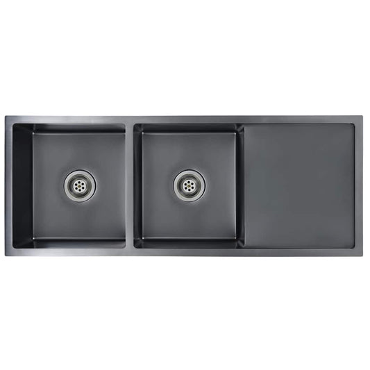 vidaXL Handmade Kitchen Sink Black Stainless Steel
