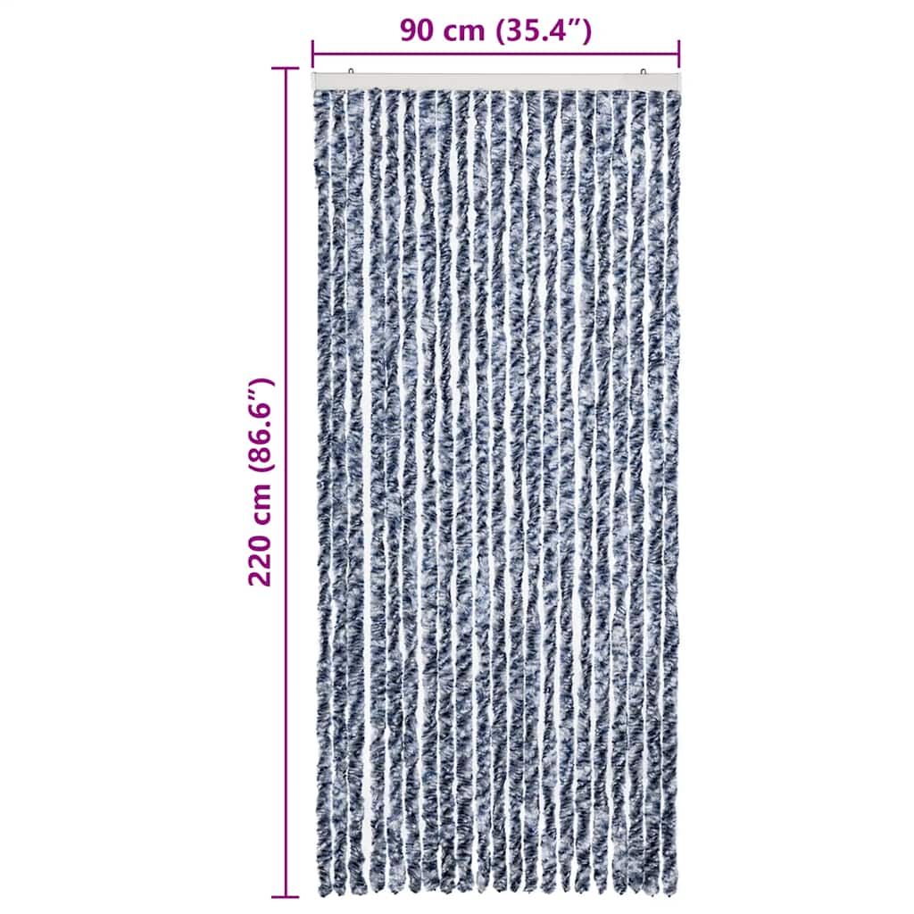 284274 vidaXL Insect Curtain Blue, White and Silver 90x220 cm Chenille