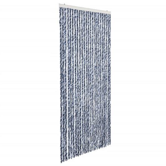 284275 vidaXL Insect Curtain Blue, White and Silver 100x220 cm Chenille