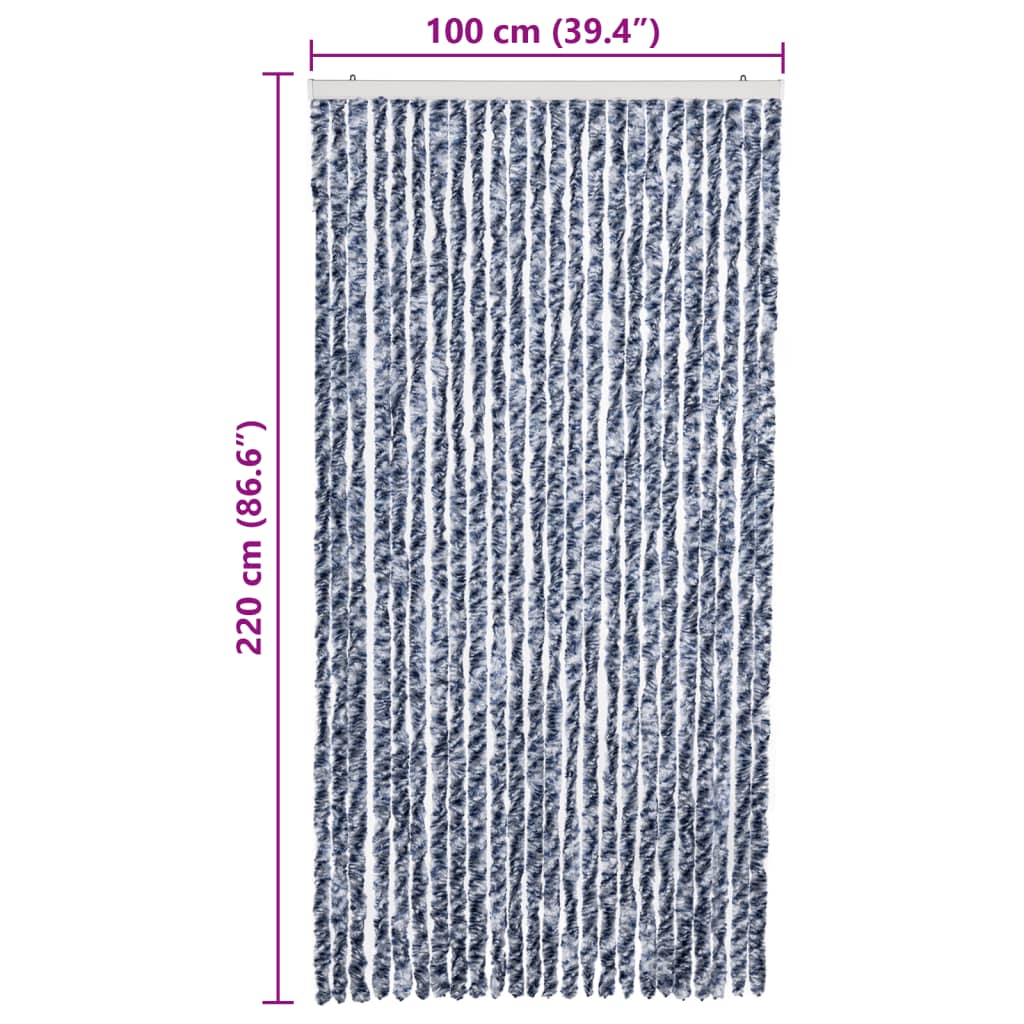 vidaXL Insect Curtain Blue, White and Silver 100x220 cm Chenille