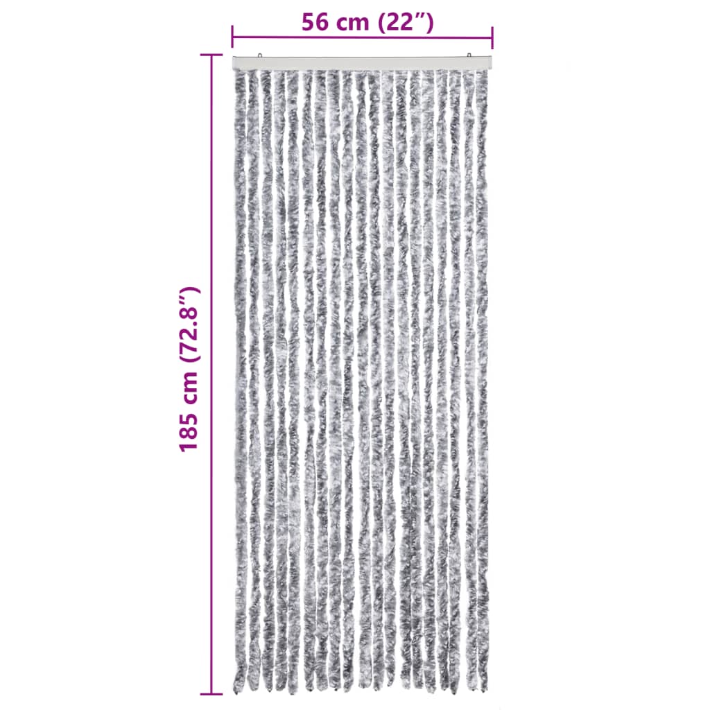 vidaXL Insect Curtain White and Grey 56x185 cm Chenille