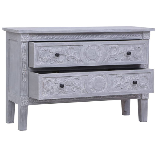 vidaXL Sideboard | Grey wash finish | Solid Mahogany wood | 90x30x60 cm