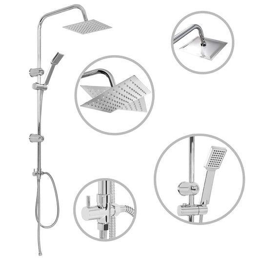 145055 vidaXL Dual Head Shower Set with Hand Shower Stainless Steel