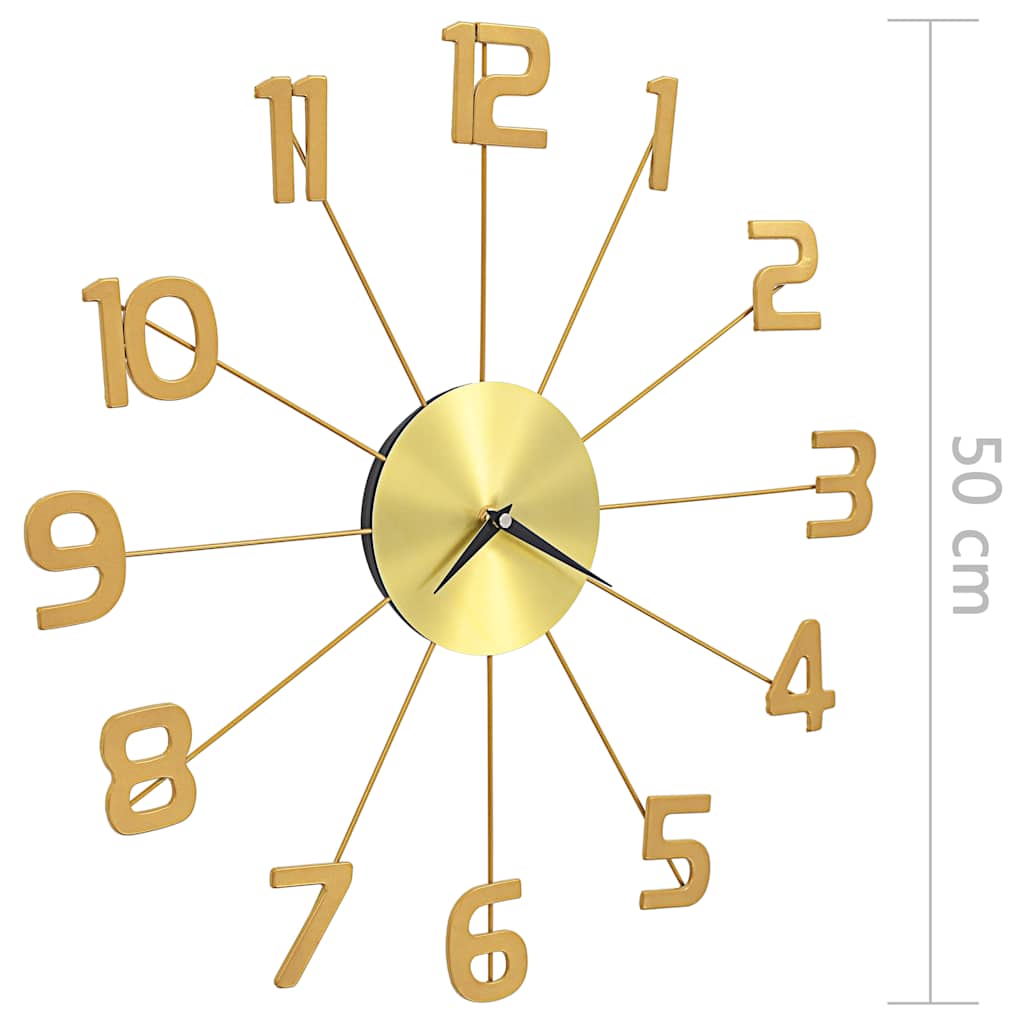 vidaXL Wall Clock Metal 50 cm Golden