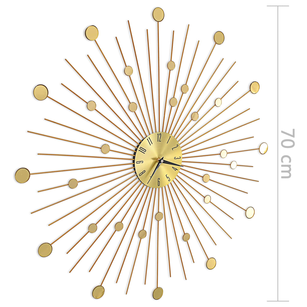 vidaXL Wall Clock Metal 70 cm Golden