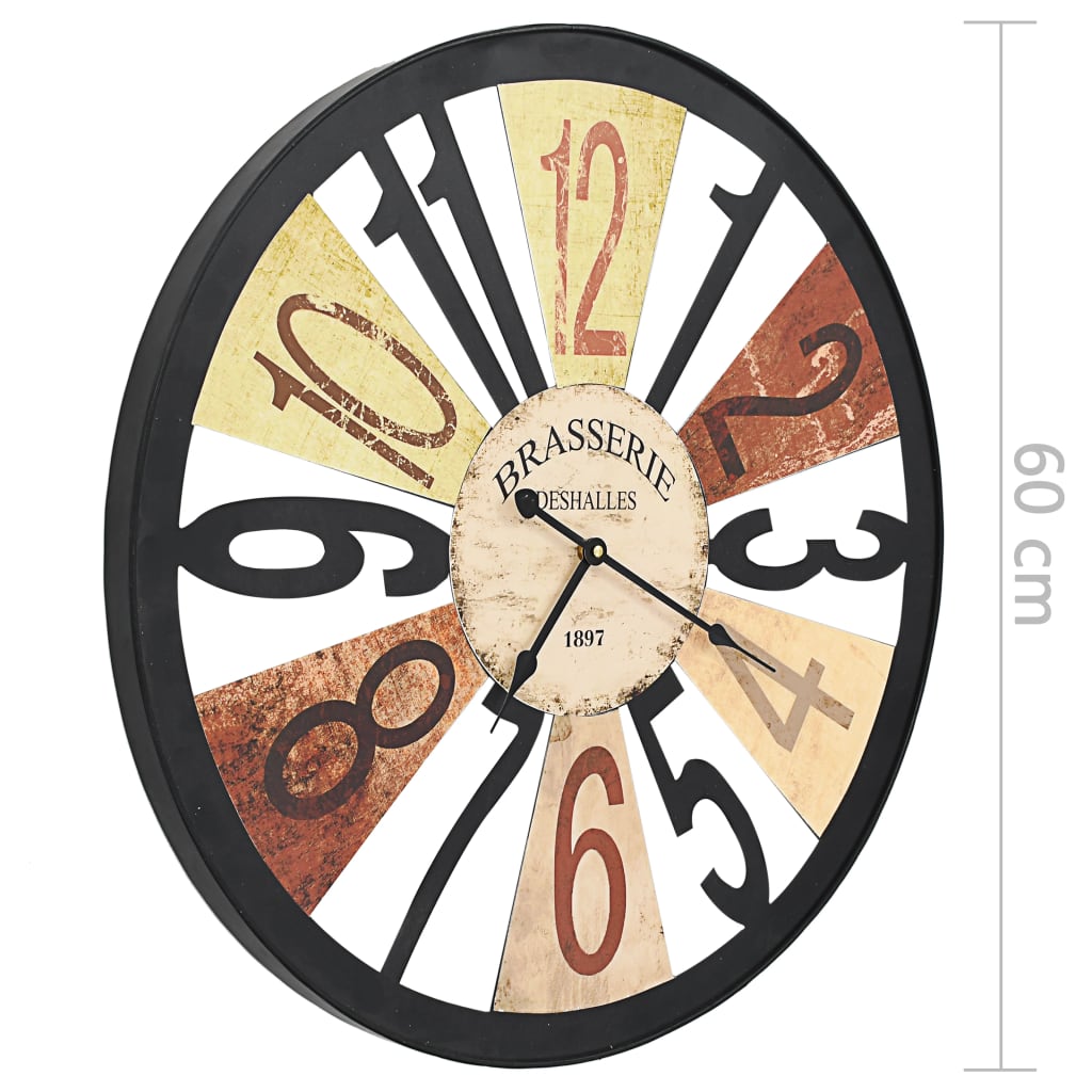 vidaXL Wall Clock | Multicolour | Metal, Paper | 60 cm Diameter