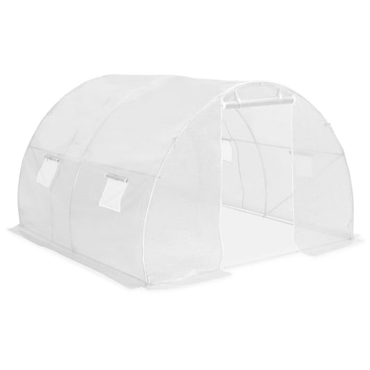 vidaXL Greenhouse | White | Polyethylene mesh fabric and galvanised steel | 9m²