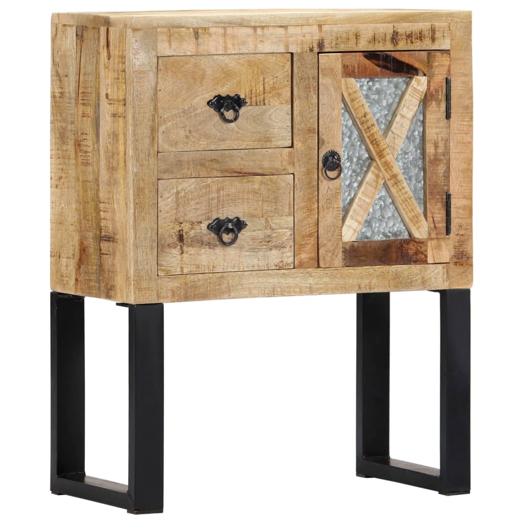 vidaXL Sideboard | Natural | Solid Mango Wood and Galvanised Steel | Medium