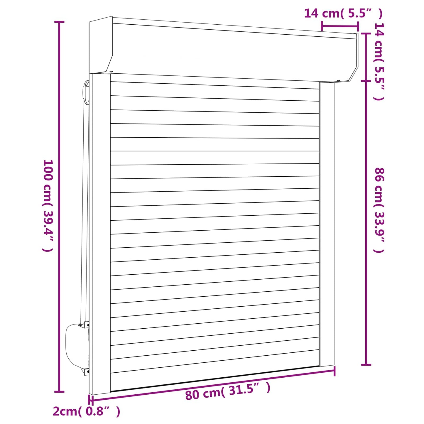 vidaXL Roller Shutter White 80 x 100 cm Aluminium and Polyurethane