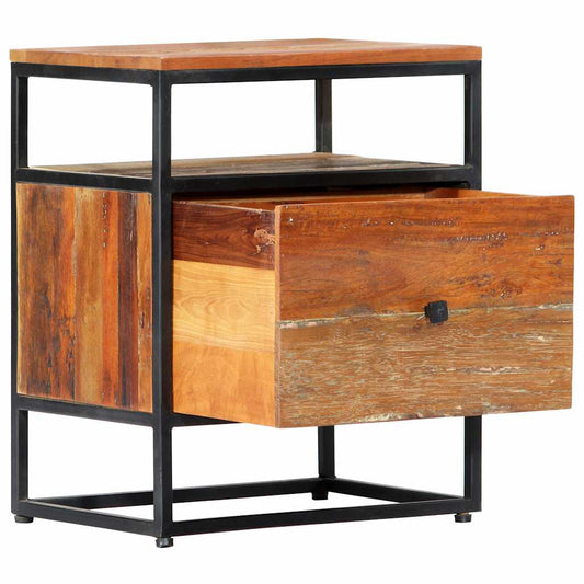 282725 vidaXL Bedside Cabinet 40x30x50 cm Solid Reclaimed Wood and Steel