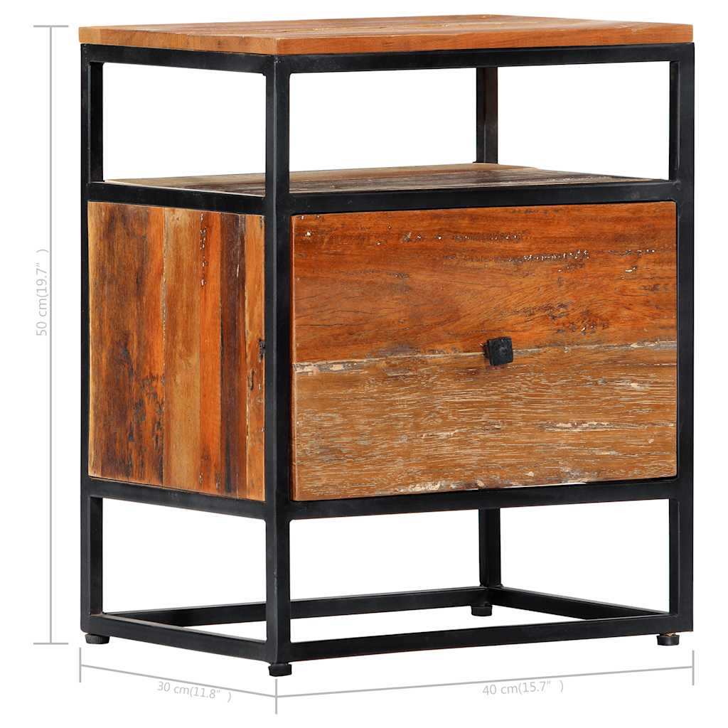 282725 vidaXL Bedside Cabinet 40x30x50 cm Solid Reclaimed Wood and Steel