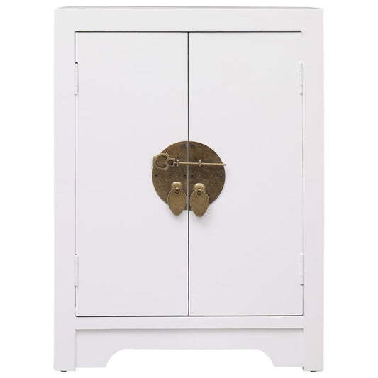 vidaXL Bedside Cabinet White 38x28x52 cm Paulownia Wood