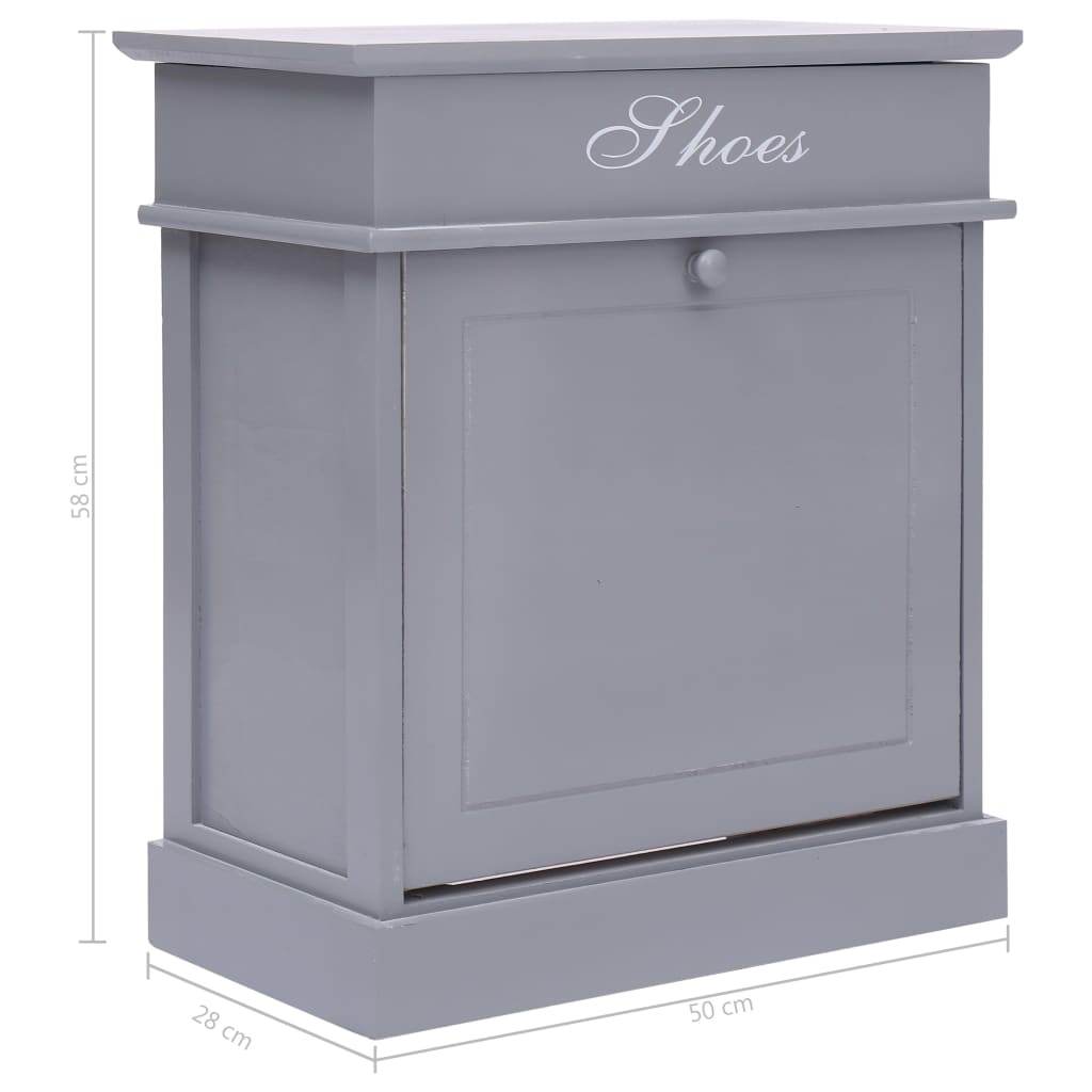 vidaXL Shoe Cabinet Grey 50x28x58 cm Paulownia Wood