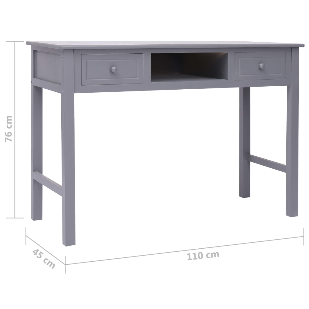 284156 vidaXL Writing Desk Grey 110x45x76 cm Wood