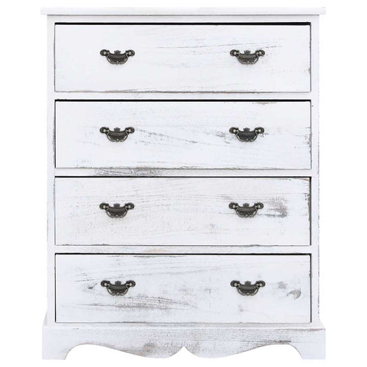 vidaXL Drawer Cabinet | White | Paulownia wood | Medium | Drawer Cabinet