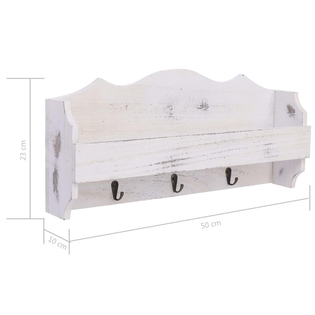 vidaXL Wall Mounted Coat Rack White 50x10x23 cm Wood