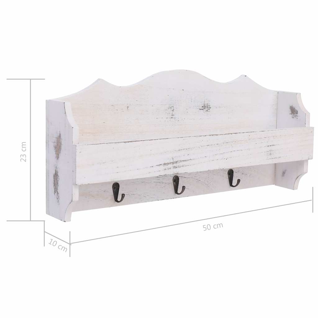 284231 vidaXL Wall Mounted Coat Rack White 50x10x23 cm Wood