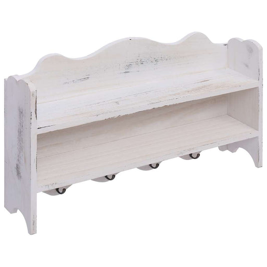 vidaXL Wall Mounted Coat Rack White 50x10x30 cm Wood