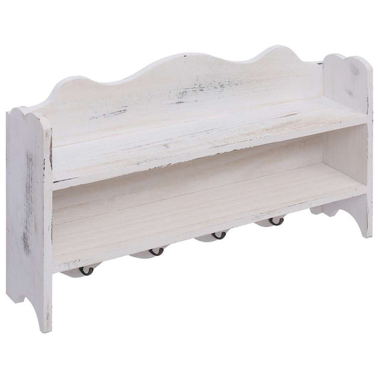 284235 vidaXL Wall Mounted Coat Rack White 50x10x30 cm Wood