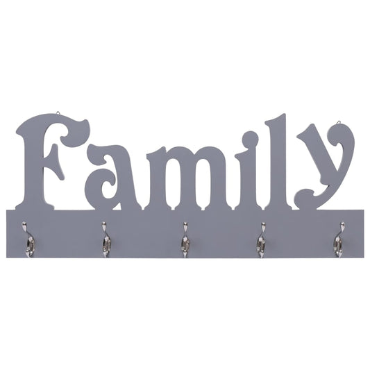 vidaXL Wall Mounted Coat Rack FAMILY Grey 74x29.5 cm