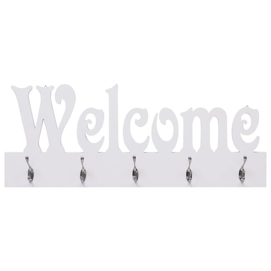 vidaXL Wall Mounted Coat Rack WELCOME White 74x29.5 cm