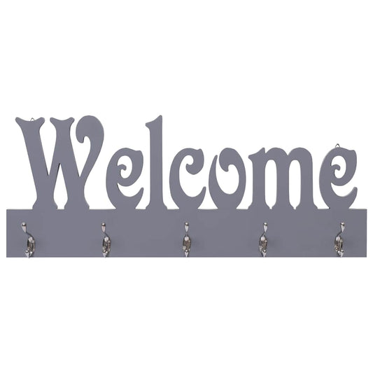 284248 vidaXL Wall Mounted Coat Rack WELCOME Grey 74x29,5 cm