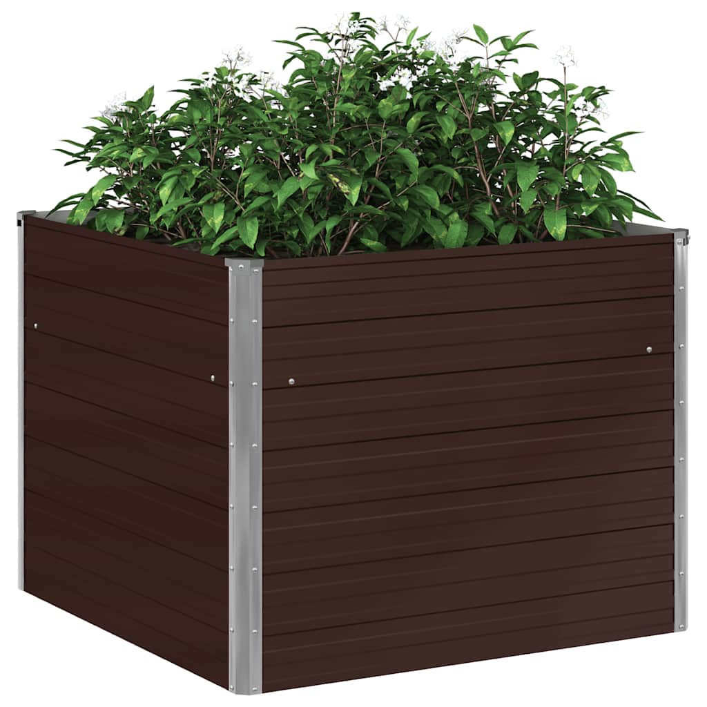 45712 vidaXL Raised Garden Bed Brown 100x100x77 cm Galvanised Steel