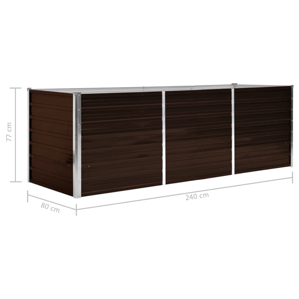 45713 vidaXL Garden Raised Bed Brown 240x80x77 cm Galvanised Steel