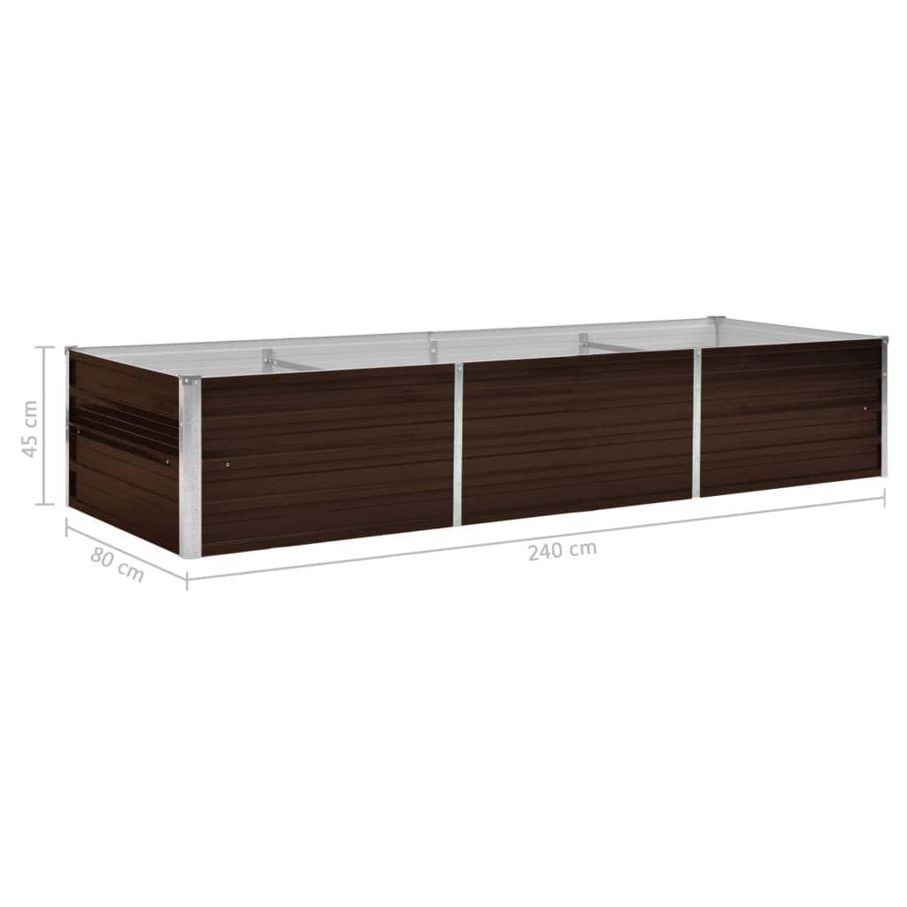 45714 vidaXL Garden Raised Bed Brown 240x80x45 cm Galvanised Steel