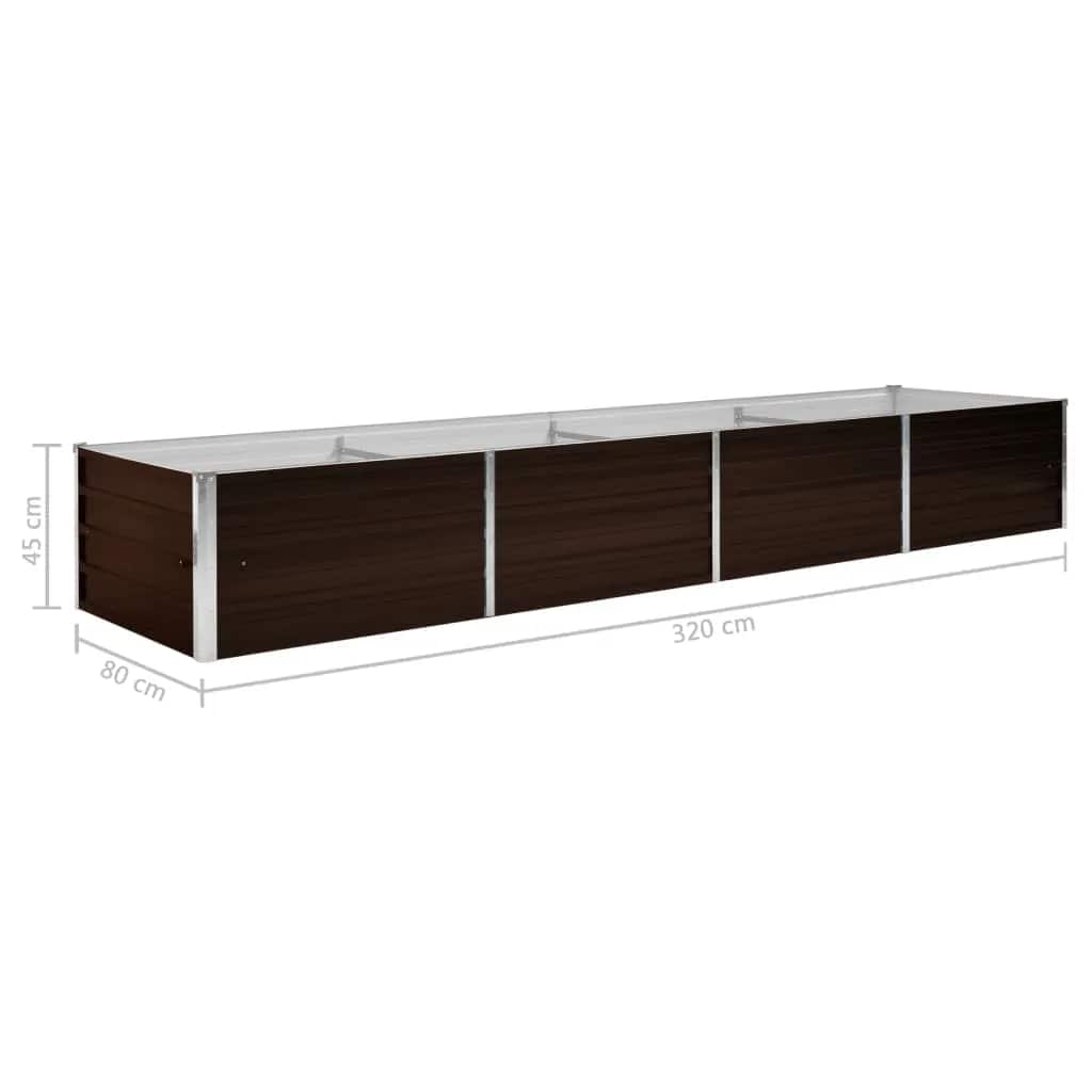 45716 vidaXL Garden Raised Bed Brown 320x80x45 cm Galvanised Steel