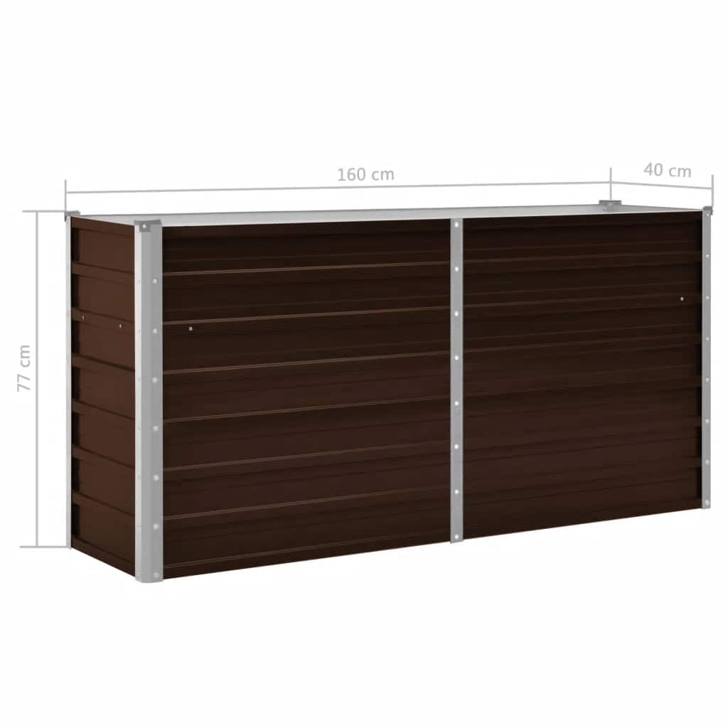 45717 vidaXL Garden Raised Bed Brown 160x40x77 cm Galvanised Steel