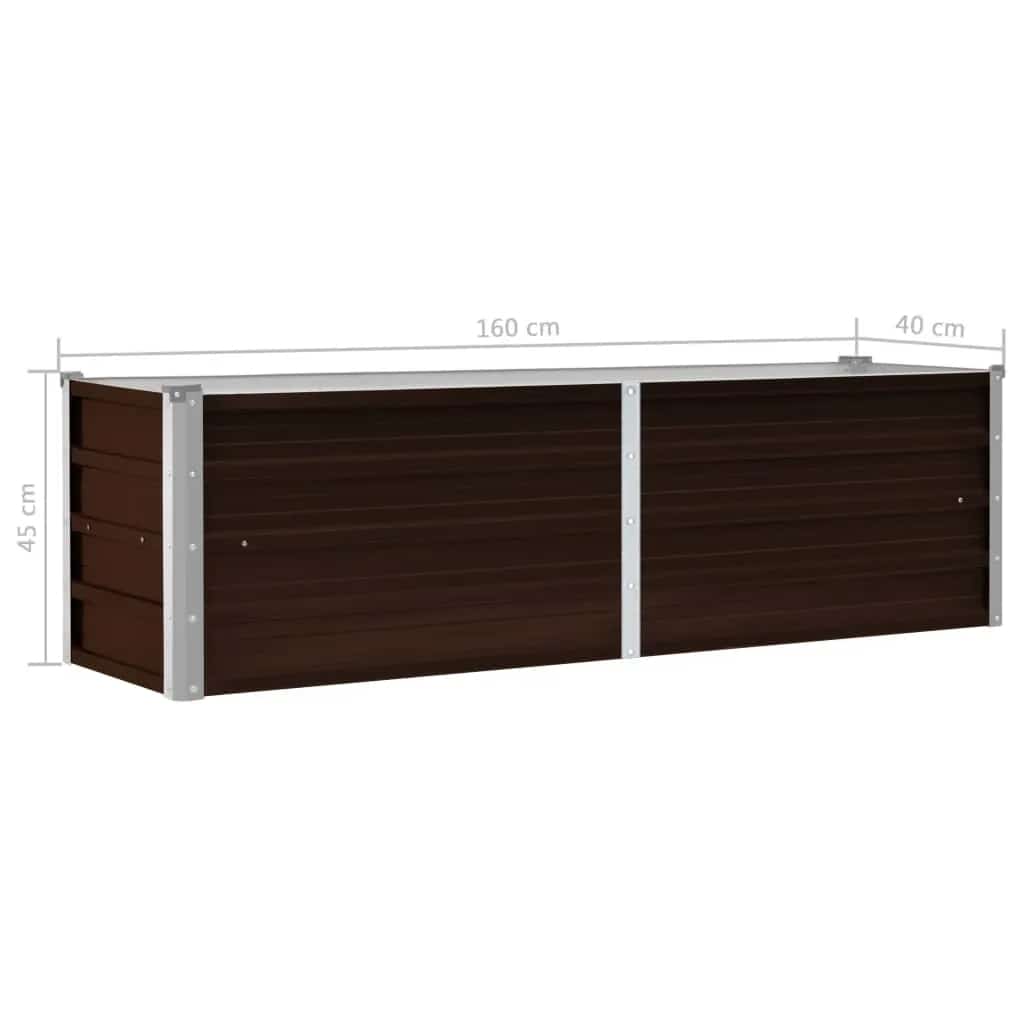 45718 vidaXL Garden Raised Bed Brown 160x40x45 cm Galvanised Steel