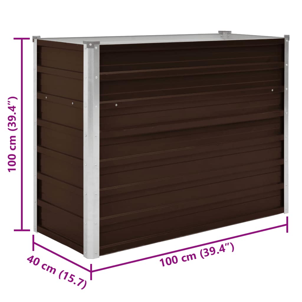 45719 vidaXL Garden Raised Bed Brown 100x40x77 cm Galvanised Steel