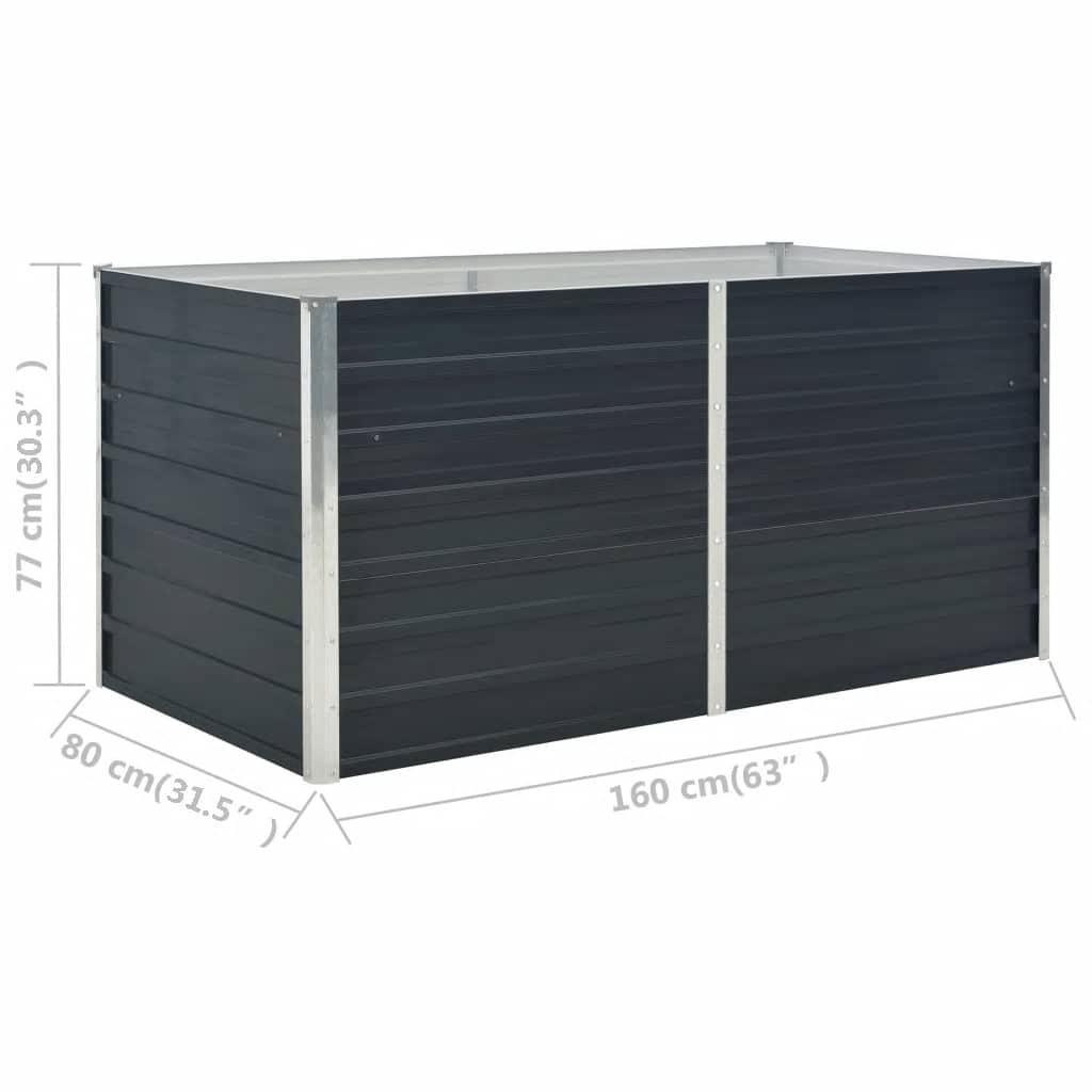 vidaXL Raised Garden Bed Anthracite 160x80x77 cm Galvanised Steel