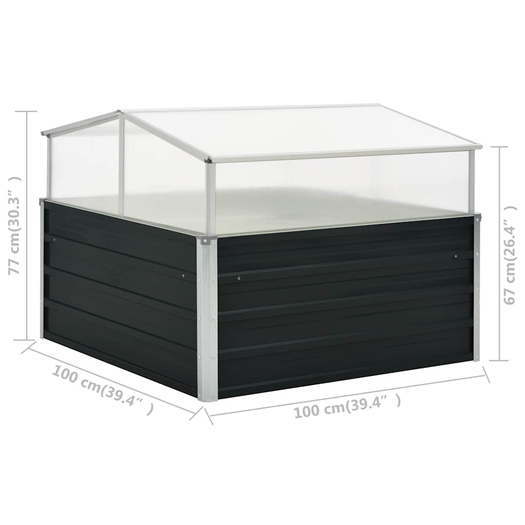 45724 vidaXL Greenhouse Anthracite 100x100x77 cm Galvanised Steel