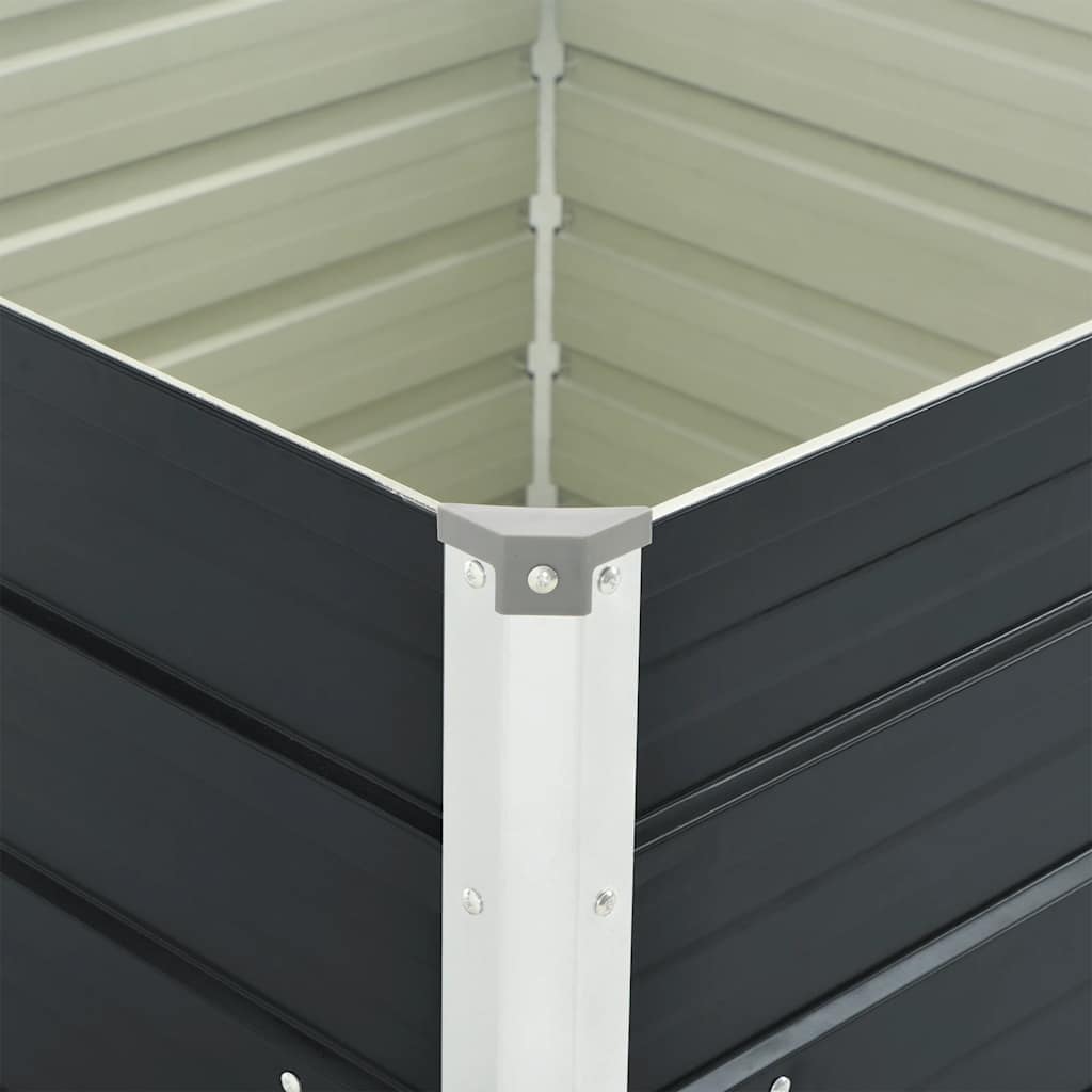 vidaXL Raised Garden Bed Anthracite 100x100x77 cm Galvanised Steel
