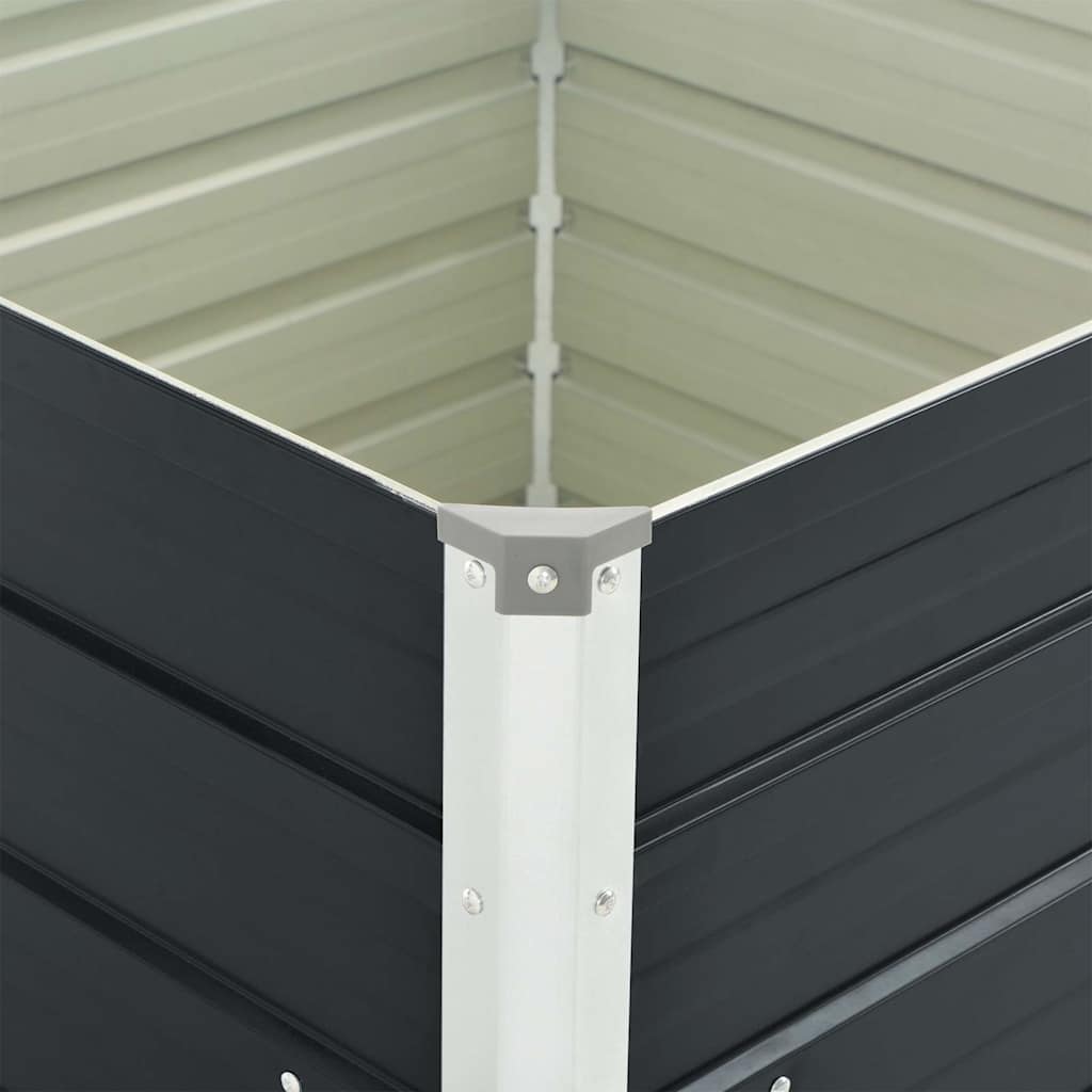 vidaXL Raised Garden Bed Anthracite 100x100x77 cm Galvanised Steel