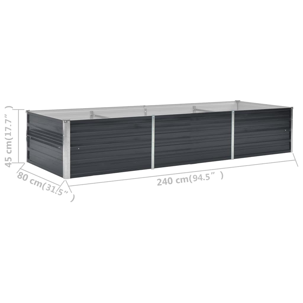 vidaXL Garden Raised Bed Anthracite 240x80x45 cm Galvanised Steel