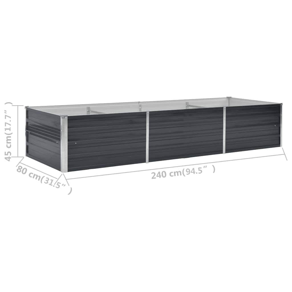 45727 vidaXL Garden Raised Bed Anthracite 240x80x45 cm Galvanised Steel
