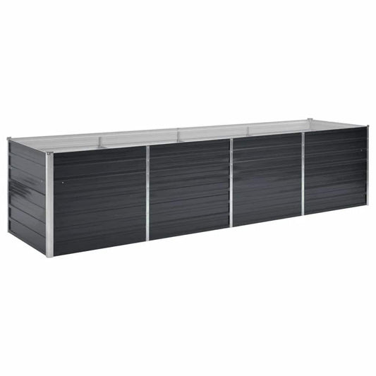 vidaXL Garden Raised Bed Anthracite 320x80x77 cm Galvanised Steel