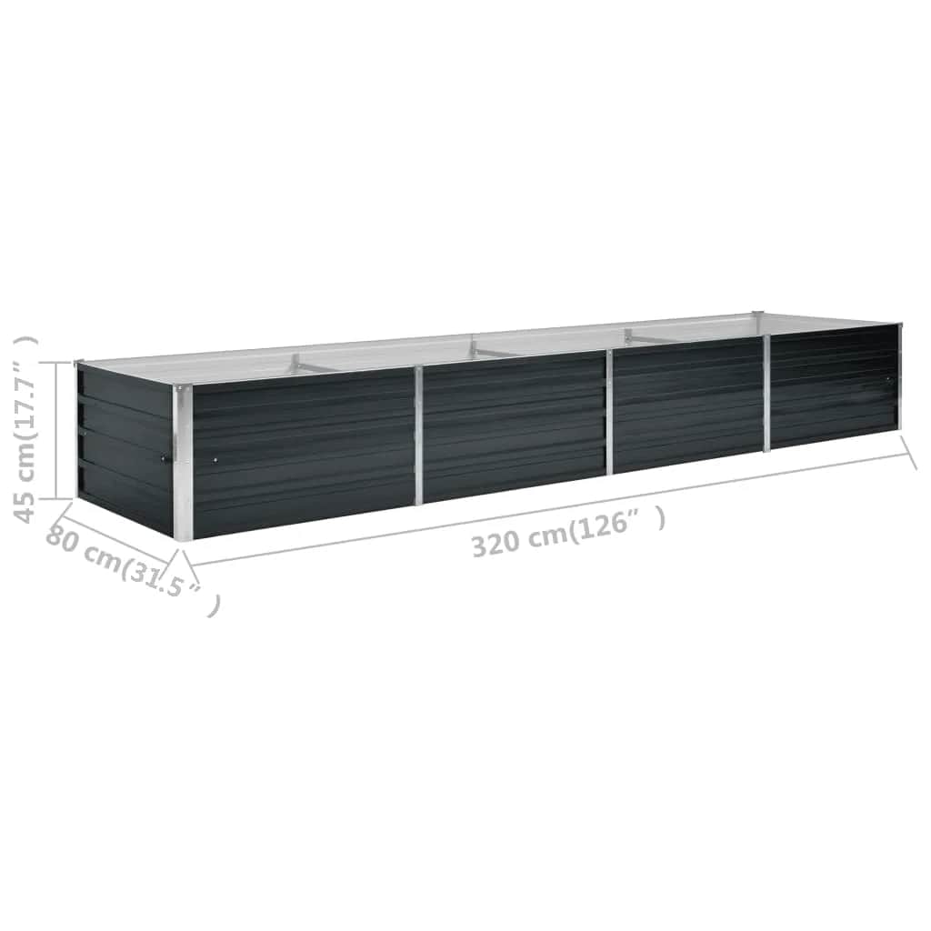 45729 vidaXL Garden Raised Bed Anthracite 320x80x45 cm Galvanised Steel
