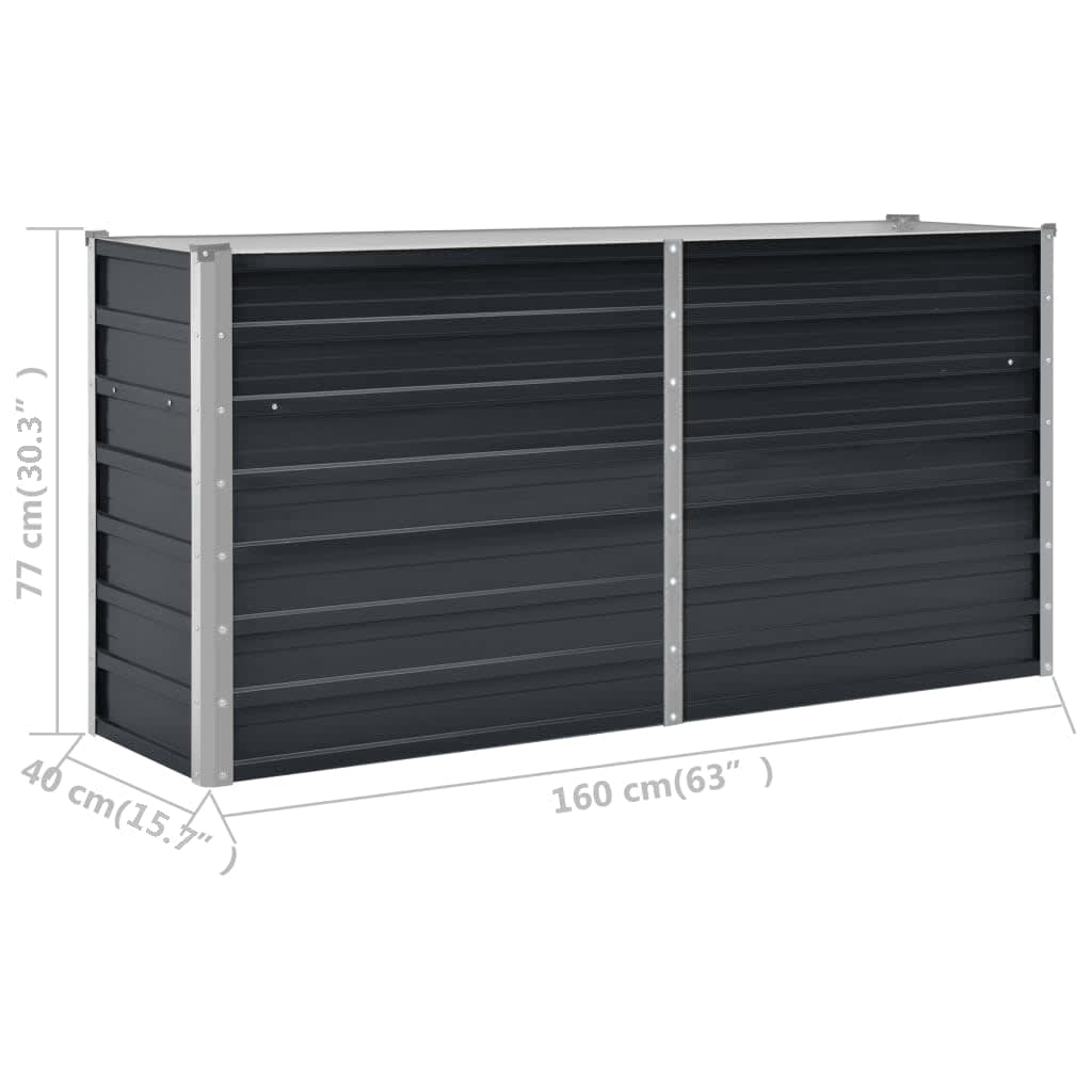 45730 vidaXL Garden Raised Bed Anthracite 160x40x77 cm Galvanised Steel