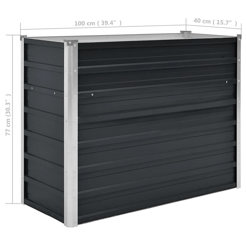45732 vidaXL Garden Raised Bed Anthracite 100x40x77 cm Galvanised Steel