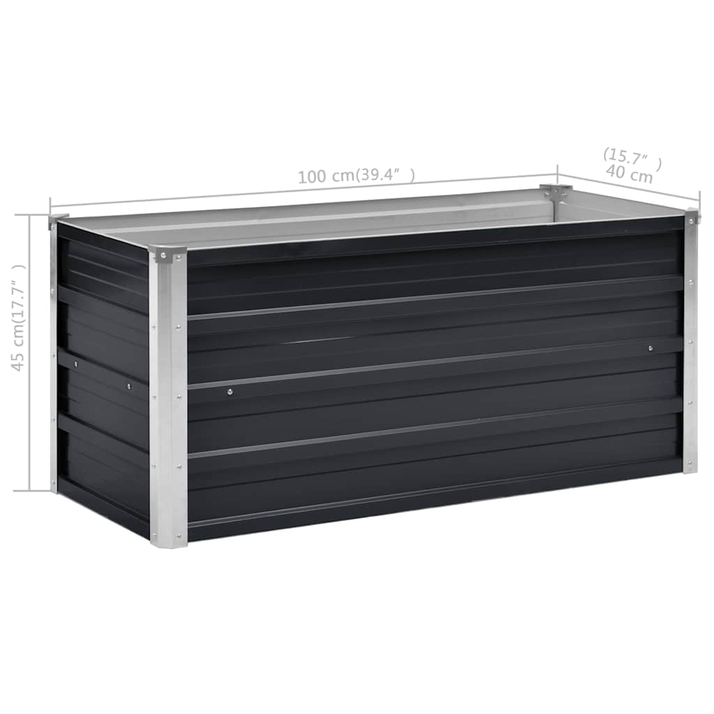 45733 vidaXL Garden Raised Bed Anthracite 100x40x45 cm Galvanised Steel