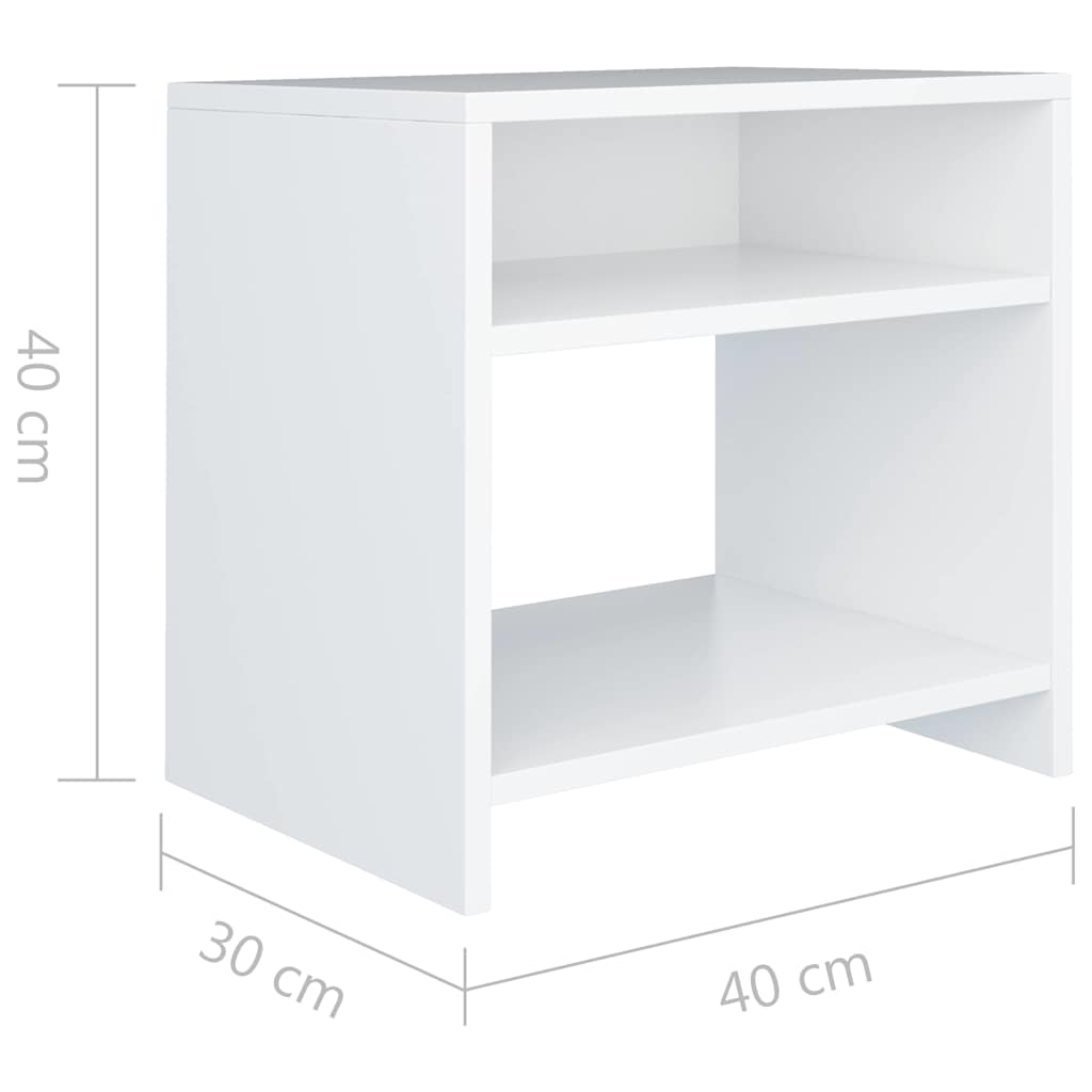 800010 vidaXL Bedside Cabinets 2 pcs White 40x30x40 cm Engineered Wood