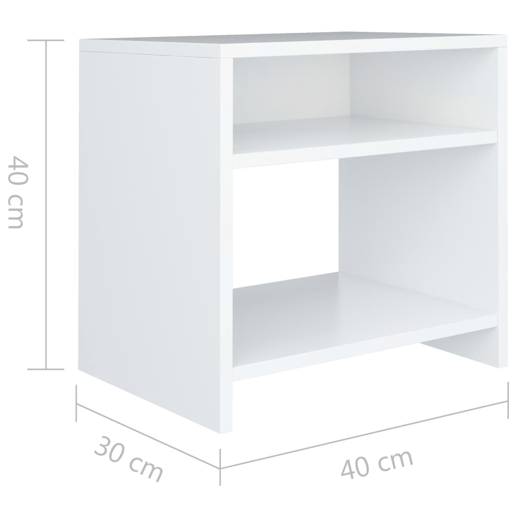 vidaXL Bedside Cabinet | Set of 2 | White | Engineered wood | Small
