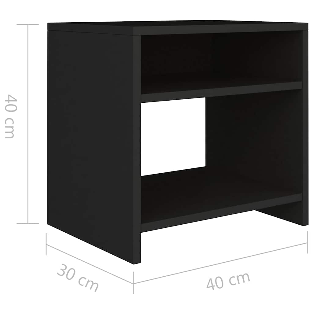 800011 vidaXL Bedside Cabinet Black 40x30x40 cm Engineered Wood