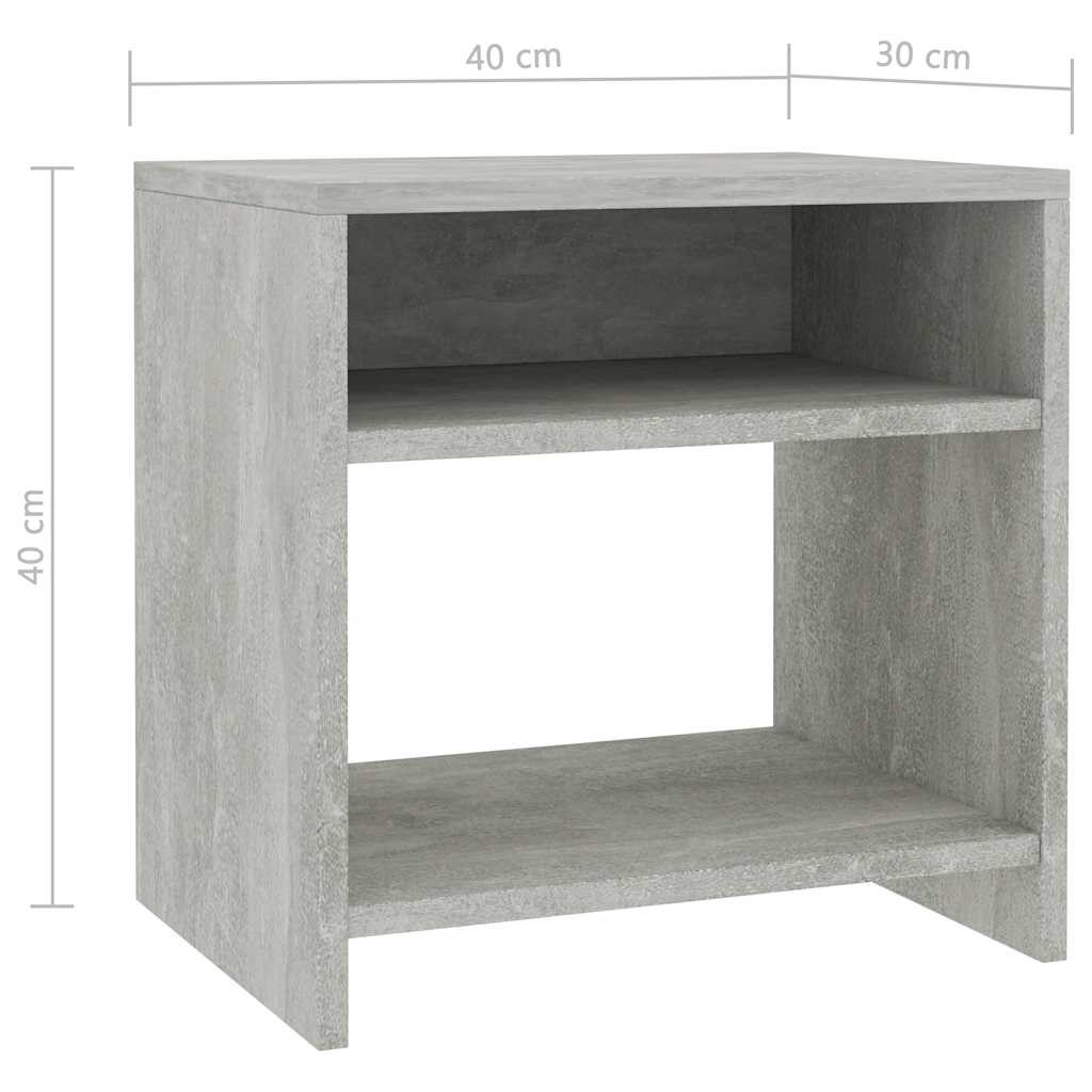 800017 vidaXL Bedside Cabinet Concrete Grey 40x30x40 cm Engineered Wood