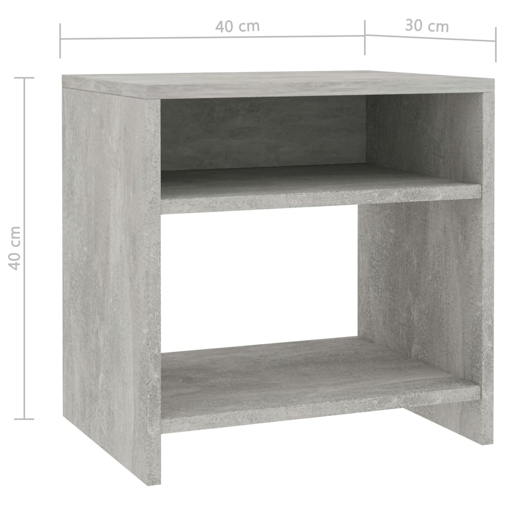 vidaXL Bedside Cabinet | Set of 2 | Concrete Grey | Engineered wood | Standard